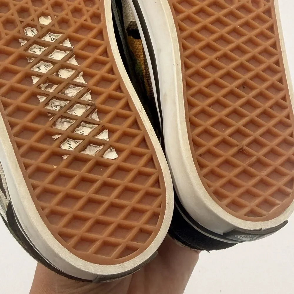 Vans Old Skool V Toddler 9 Painted Camo Brown Suede Hook & Loop Sneakers Shoes